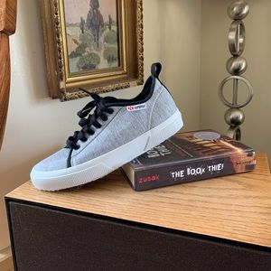 Superga gray lace up sneakers